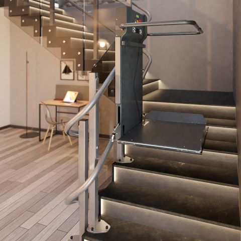 Inclined Slim Platform Wheelchair Lift for Curved Stairs