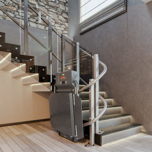 Inclined Slim Platform Wheelchair Lift for Curved Stairs
